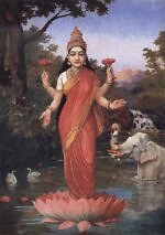Laskmi devi on lotus flower, Sri Suktam, శ్రీ సూక్తం, श्रीसूक्त